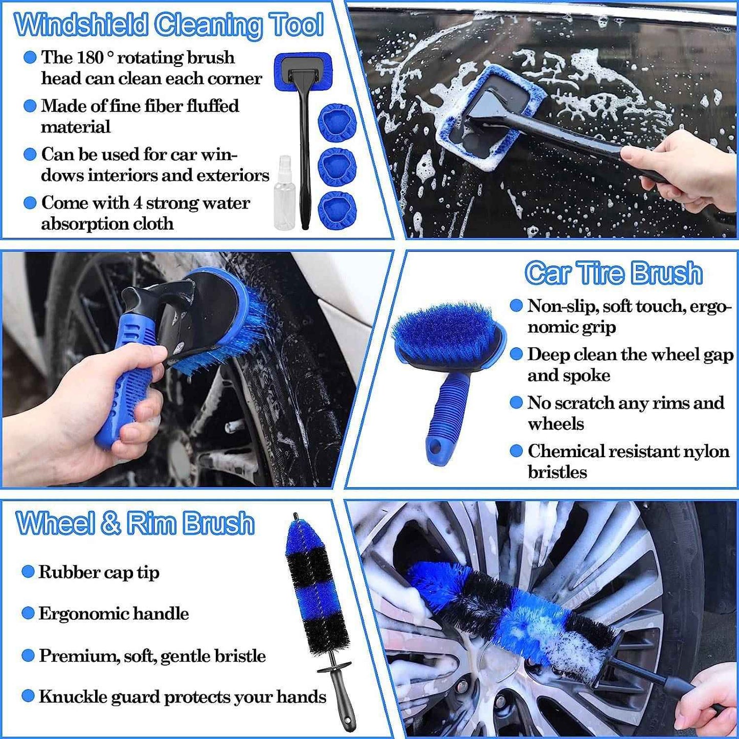 Car Detailing Brush Set, Car cleaning brush