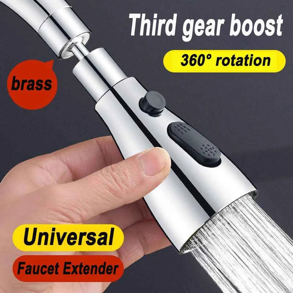 3-in-1 Kitchen Faucet Extender Universal 360° Rotating Pull-Out Tap with Multi-Mode Spray & Strong Water Pressure Booster - Kitchen Sink Accessories