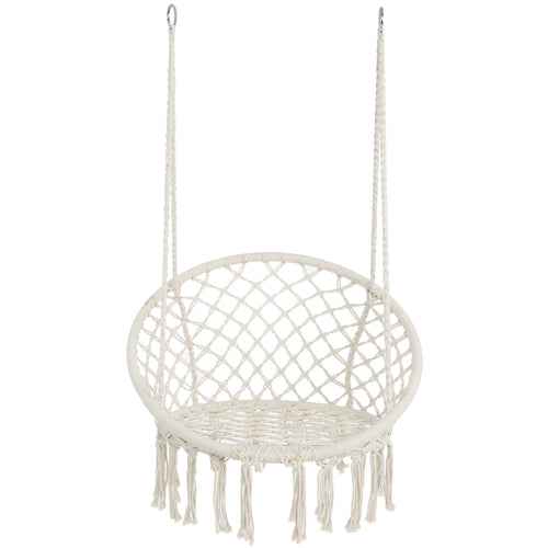 Macrame Hanging Hammock Chair, Cotton Rope Swing for Indoor and
