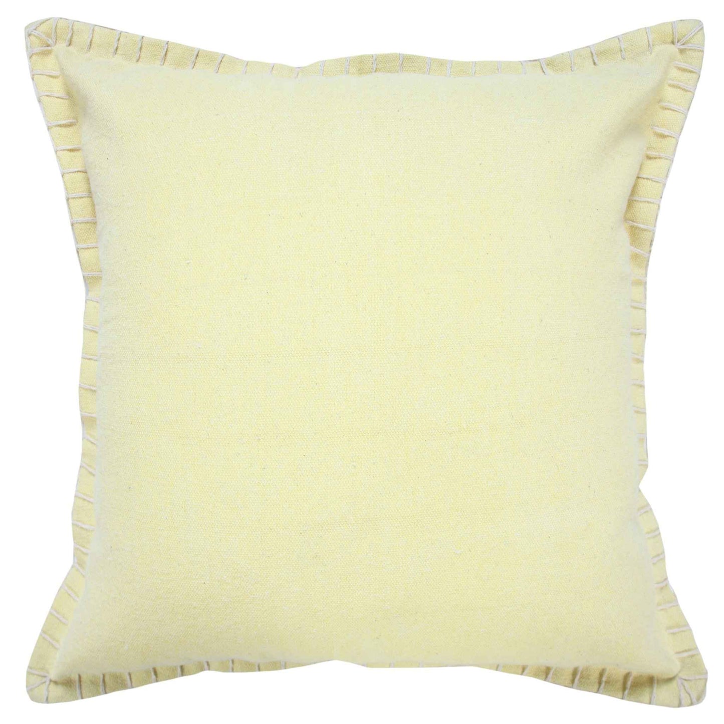 20" Light Yellow Cotton Throw Pillow
