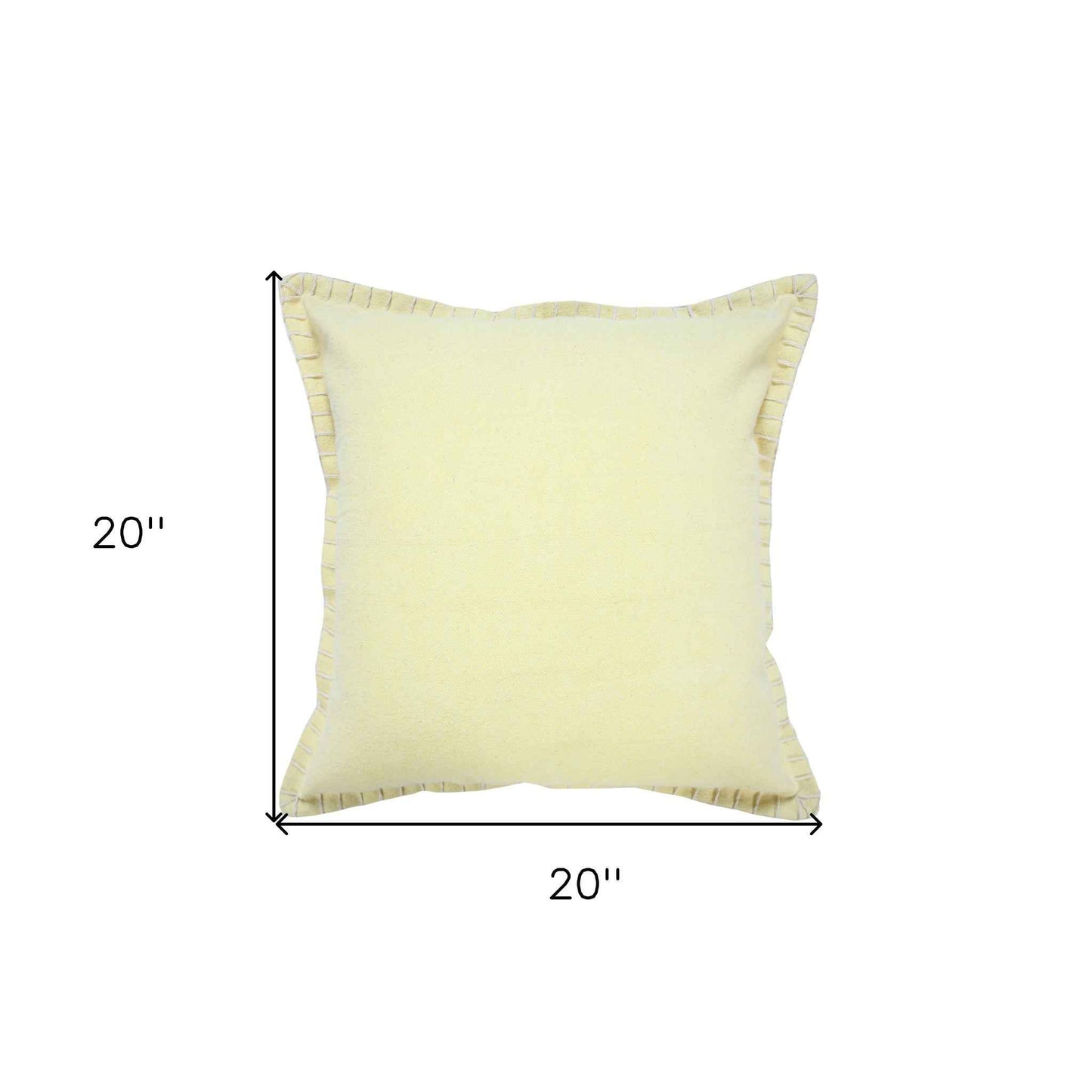 20" Light Yellow Cotton Throw Pillow