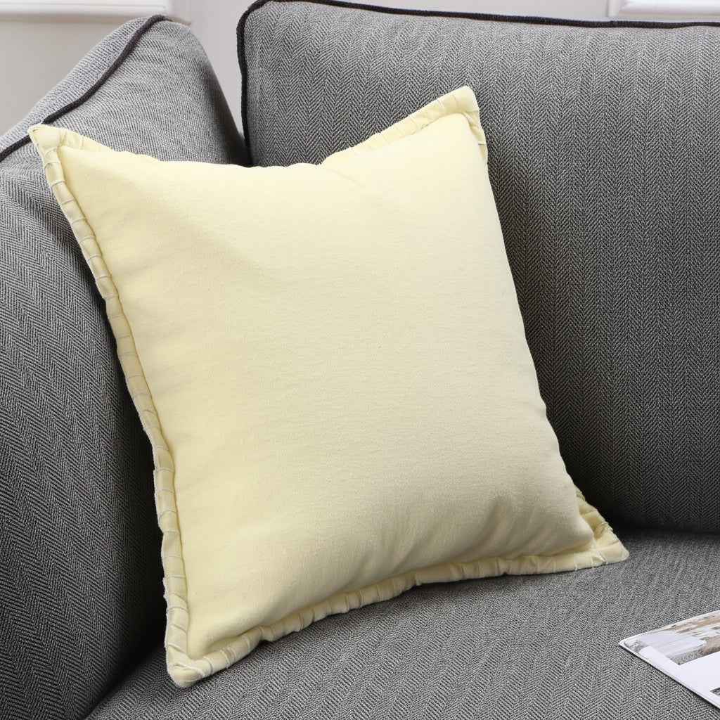 20" Light Yellow Cotton Throw Pillow