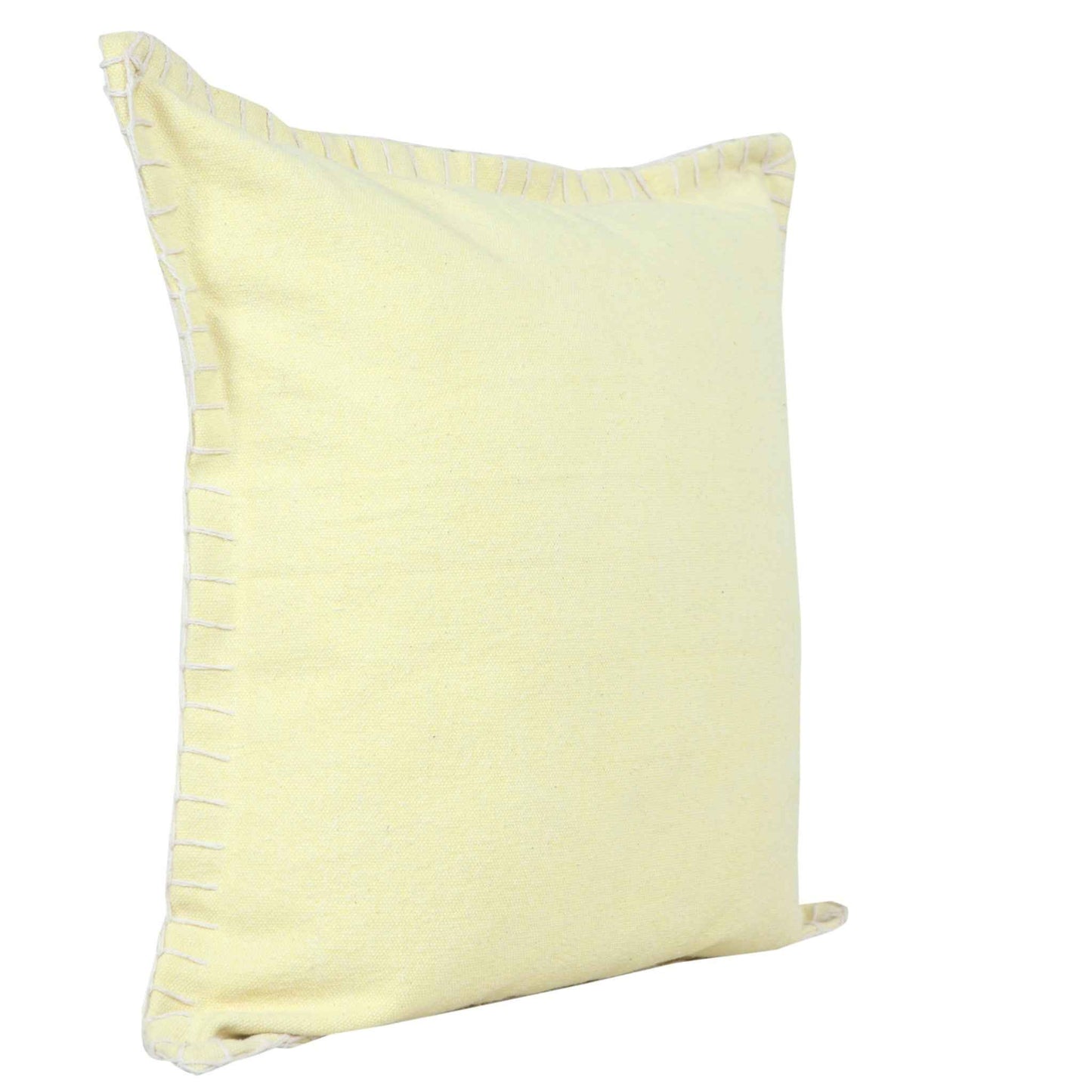 20" Light Yellow Cotton Throw Pillow