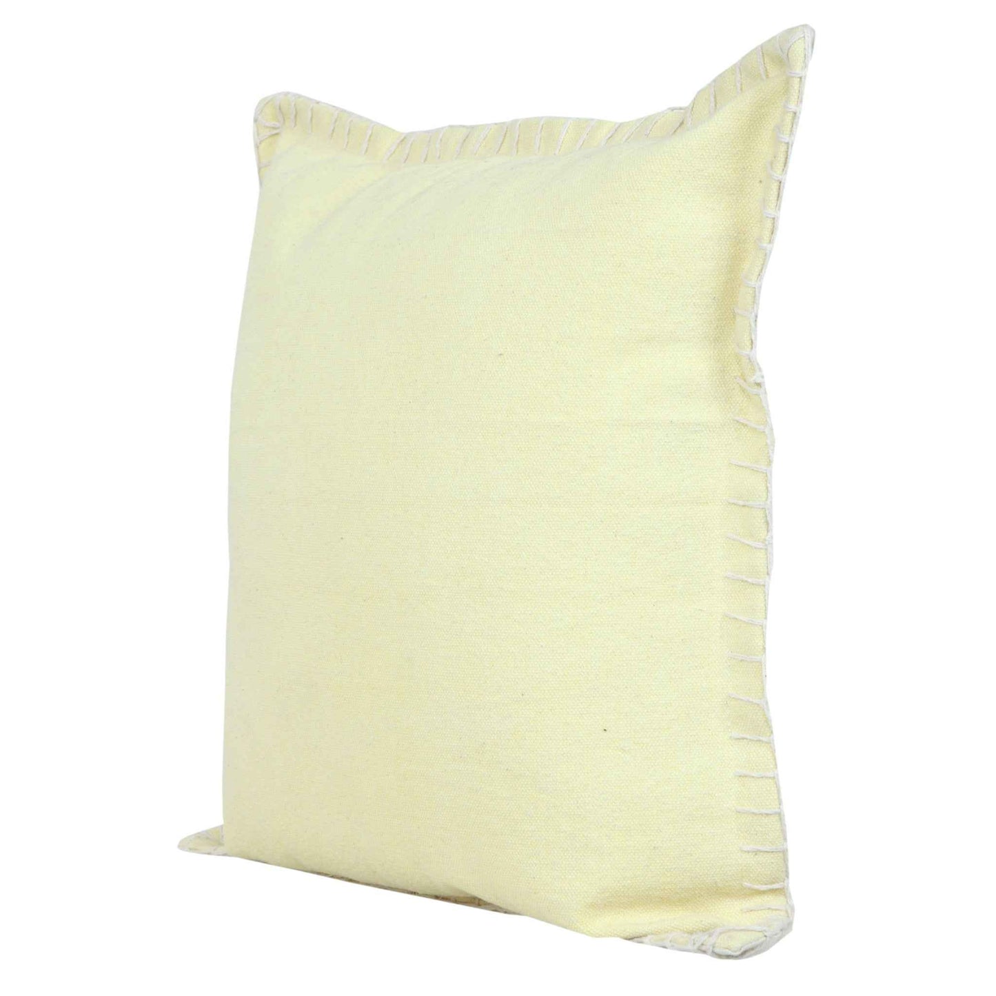 20" Light Yellow Cotton Throw Pillow