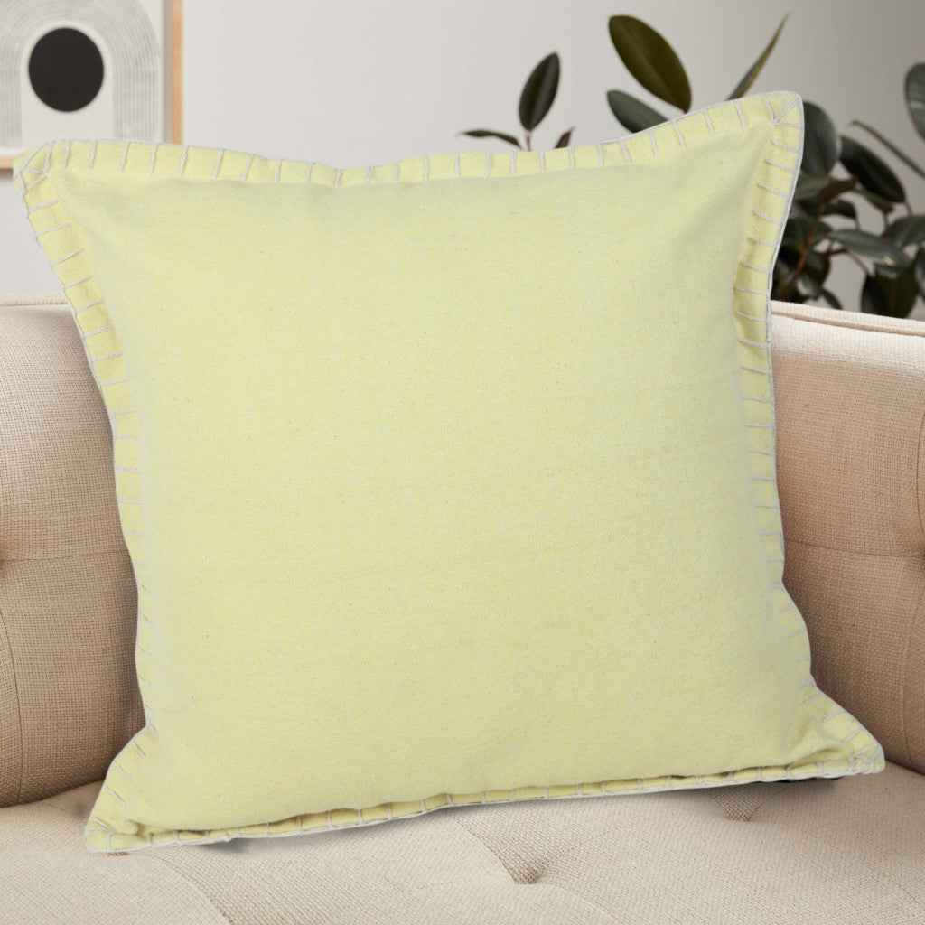20" Light Yellow Cotton Throw Pillow
