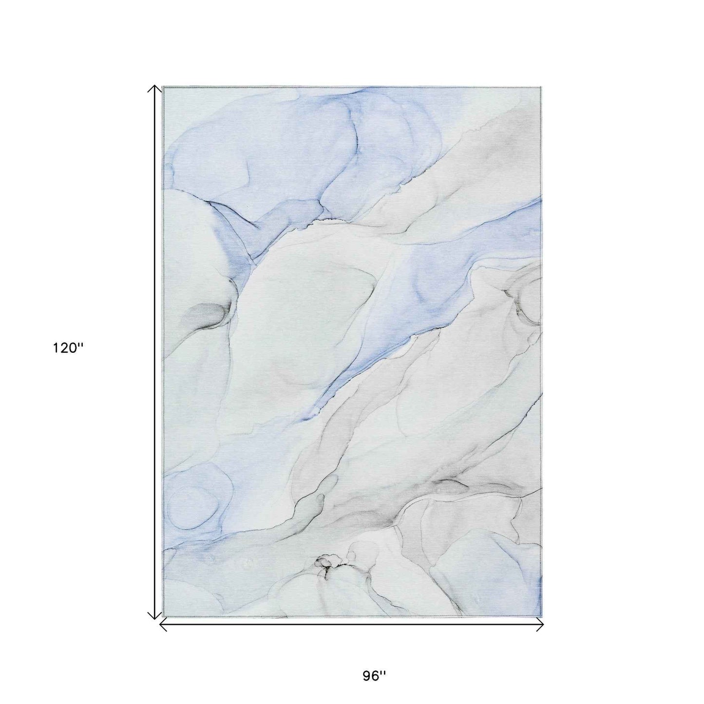 8' X 10' Ivory Blue and Gray Abstract Washable Non Skid Indoor Outdoor Area Rug