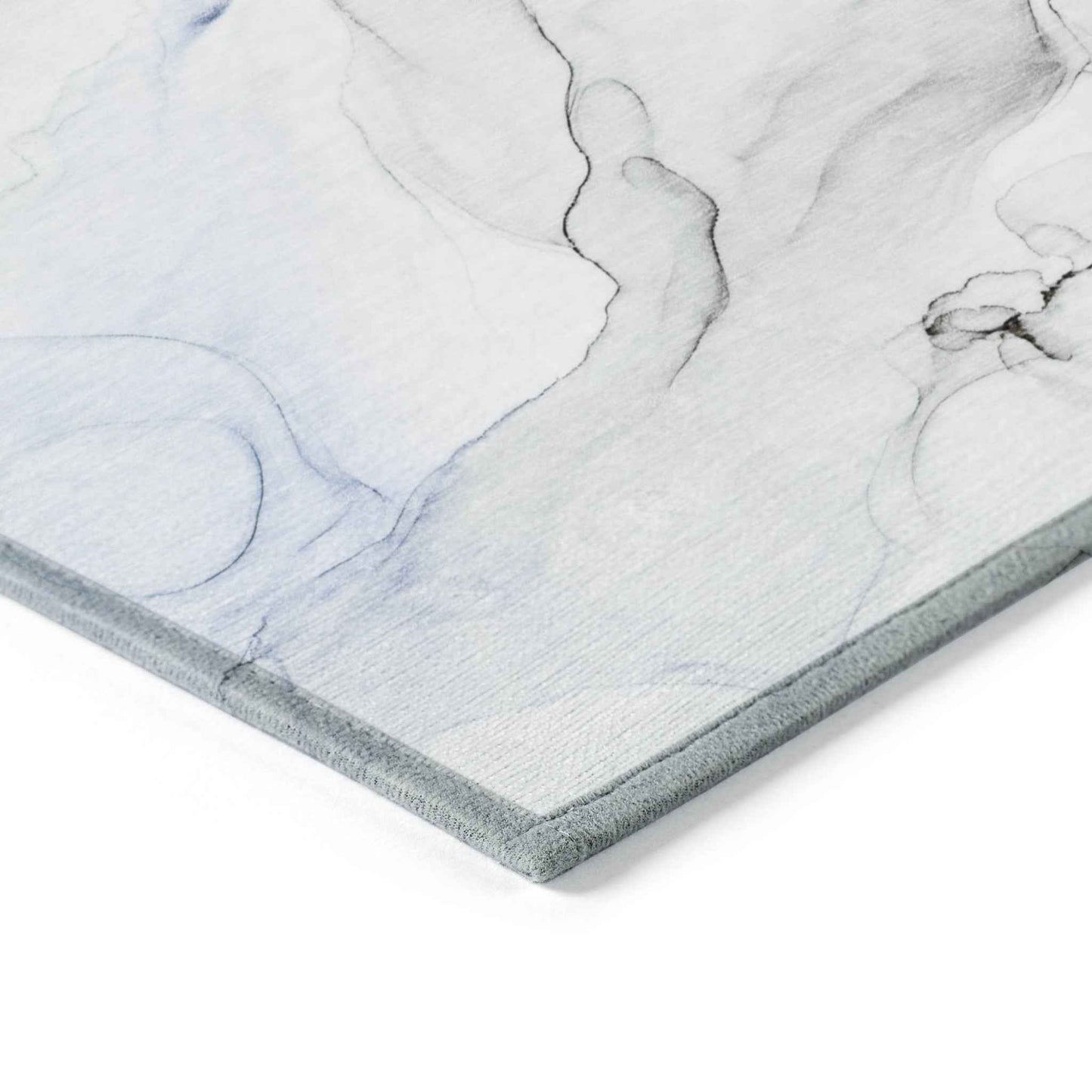 8' X 10' Ivory Blue and Gray Abstract Washable Non Skid Indoor Outdoor Area Rug