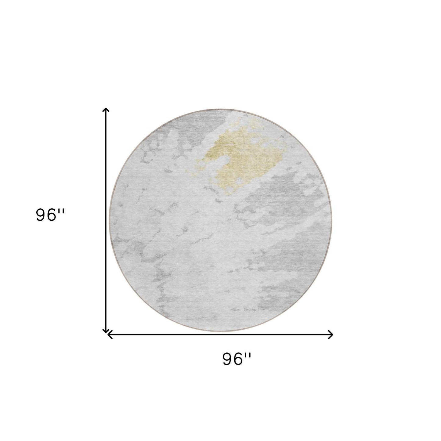 8' Silver Gray And Ivory Round Abstract Washable Indoor Outdoor Area Rug