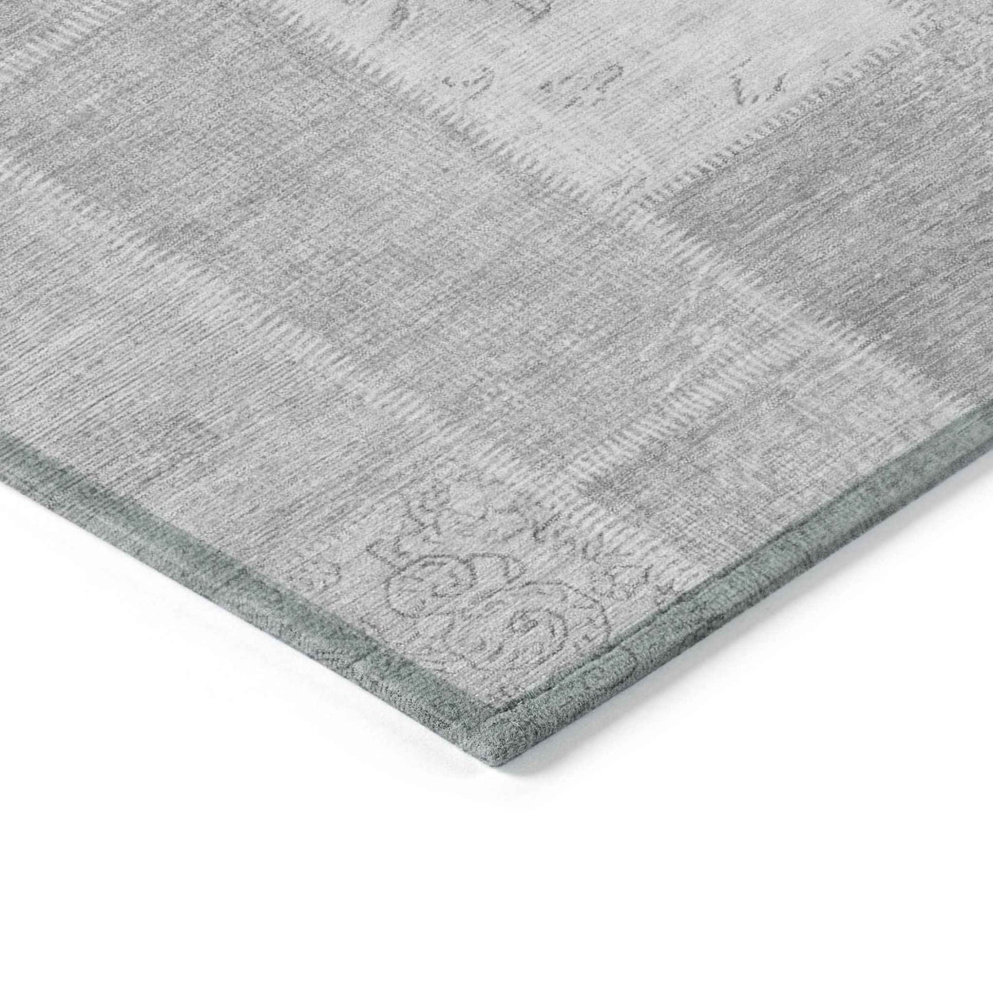 9' X 12' Silver Gray And Graphite Patchwork Washable Indoor Outdoor Area Rug