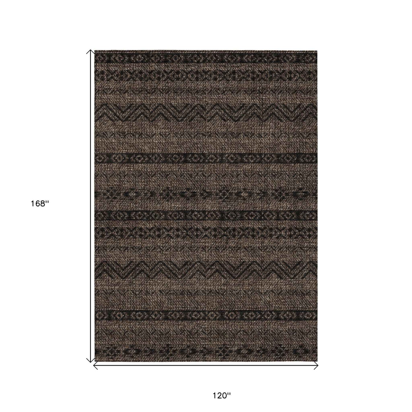 10' X 14' Chocolate And Brown Southwestern Washable Indoor Outdoor Area Rug