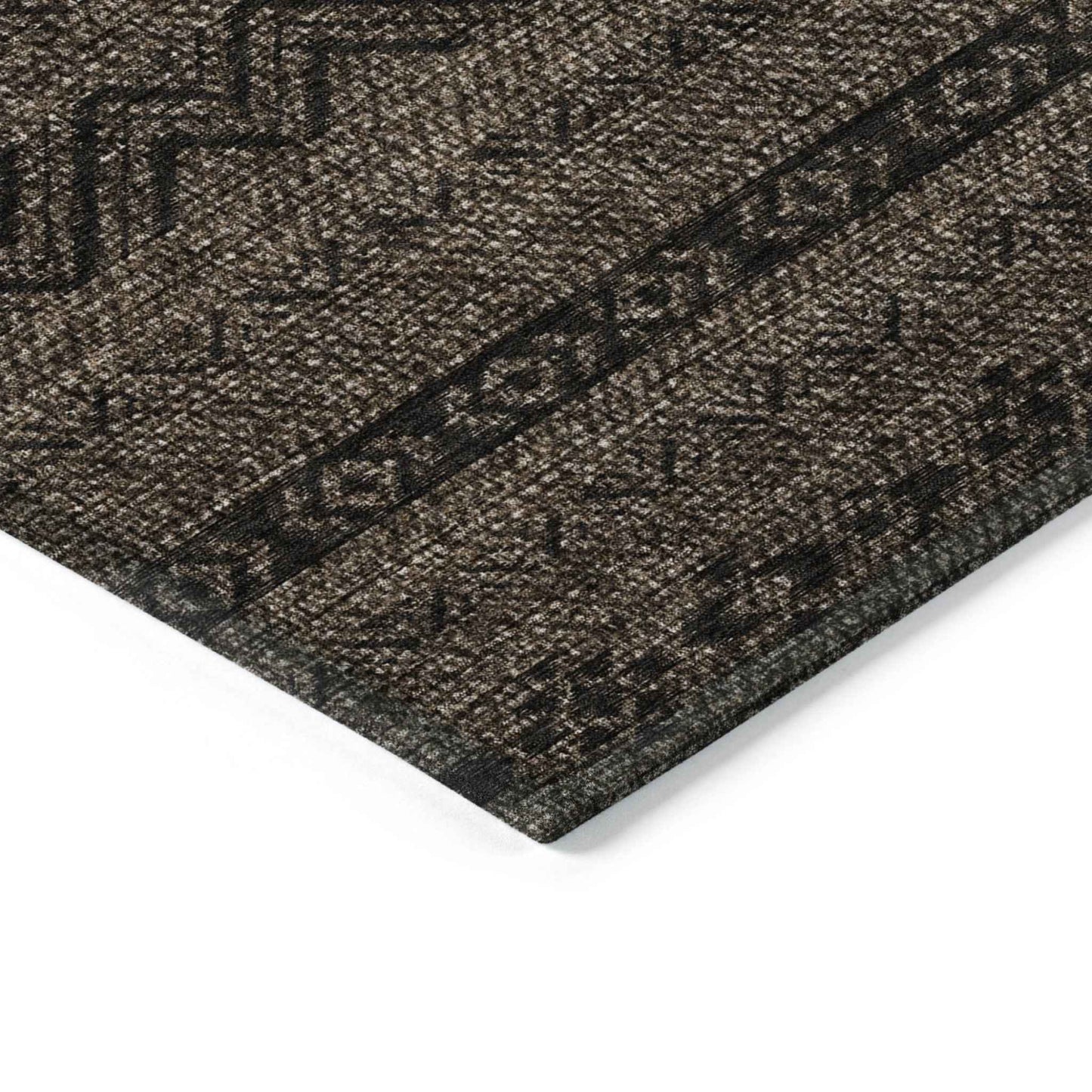 10' X 14' Chocolate And Brown Southwestern Washable Indoor Outdoor Area Rug