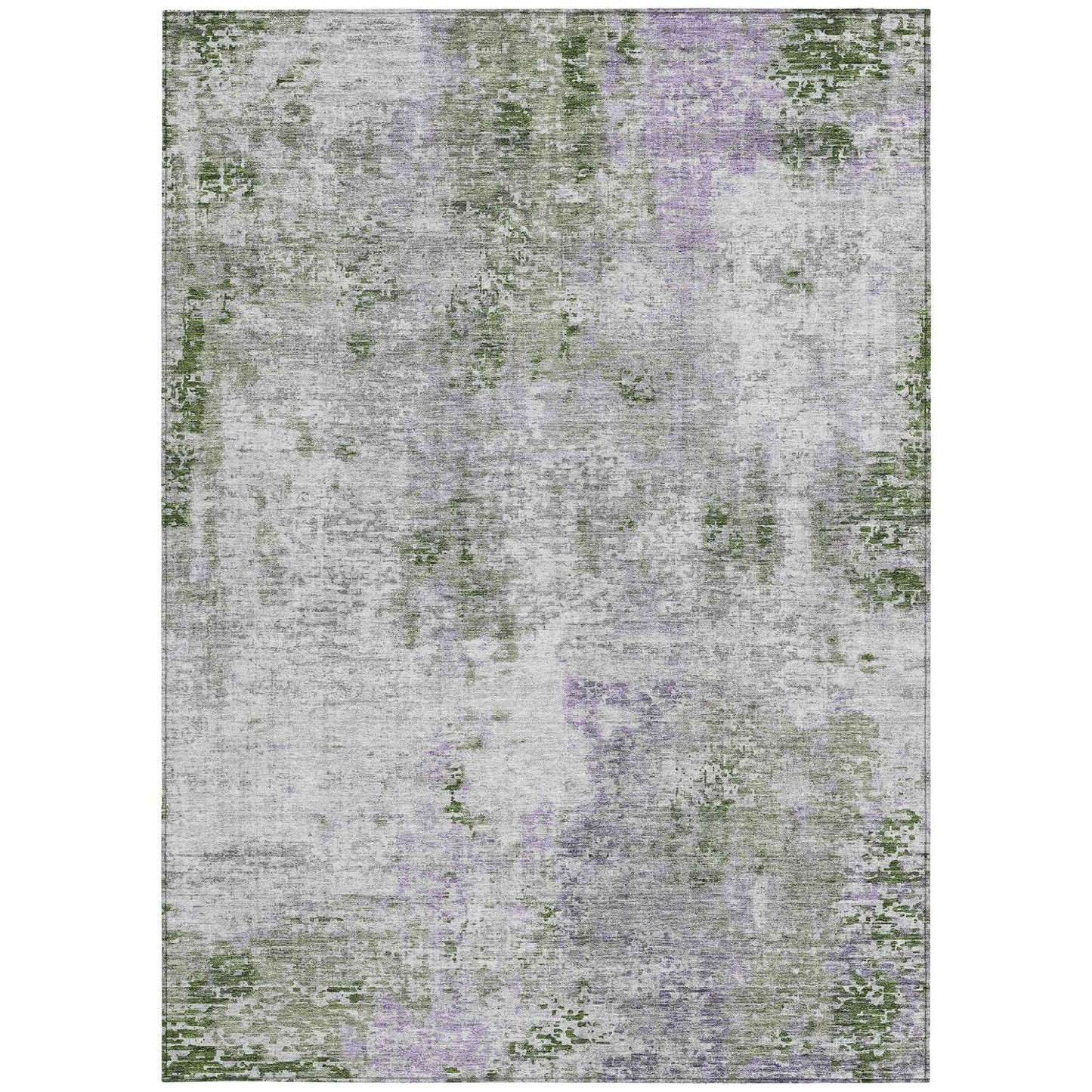 3' X 5' Olive Green And Gray Abstract Washable Indoor Outdoor Area Rug