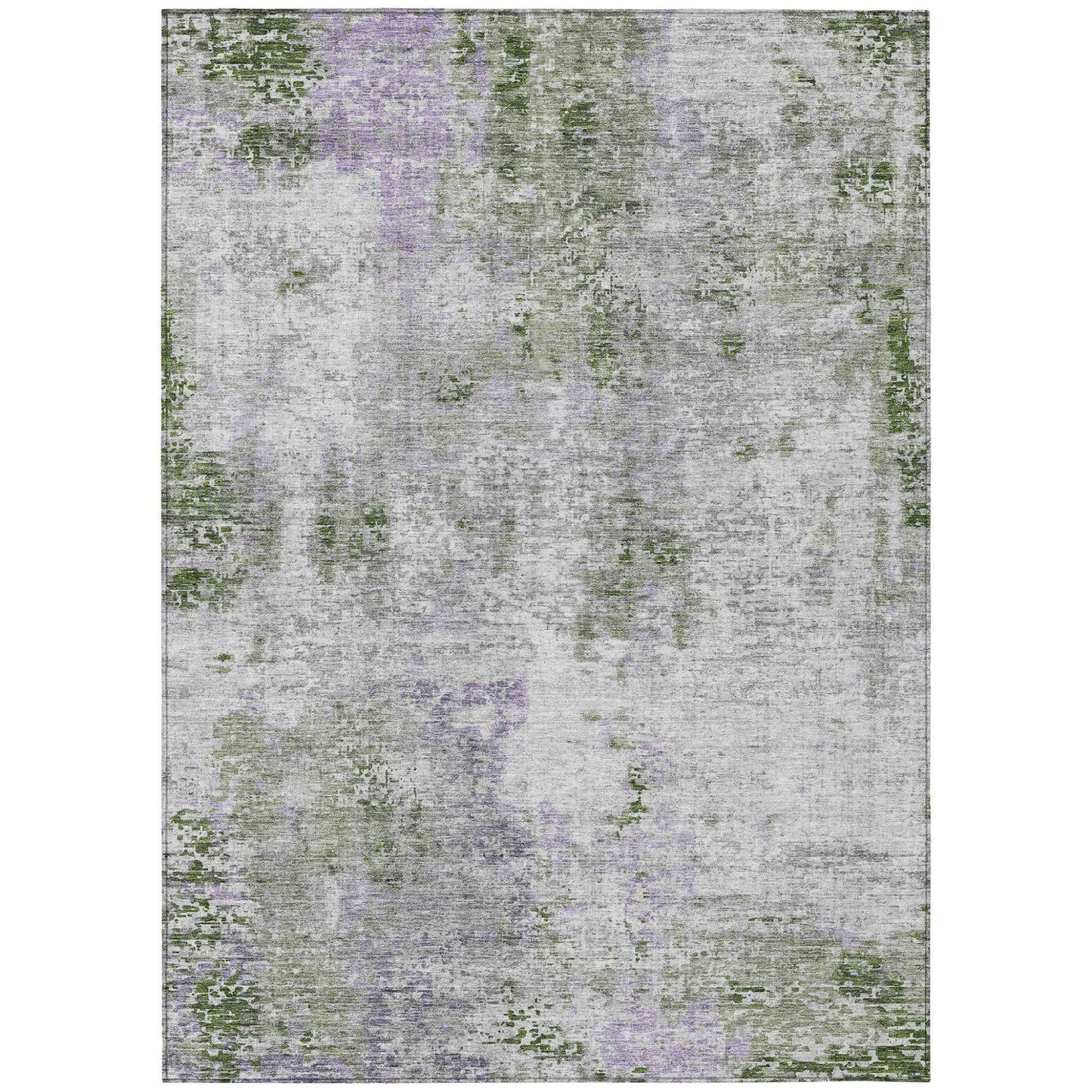 3' X 5' Olive Green And Gray Abstract Washable Indoor Outdoor Area Rug