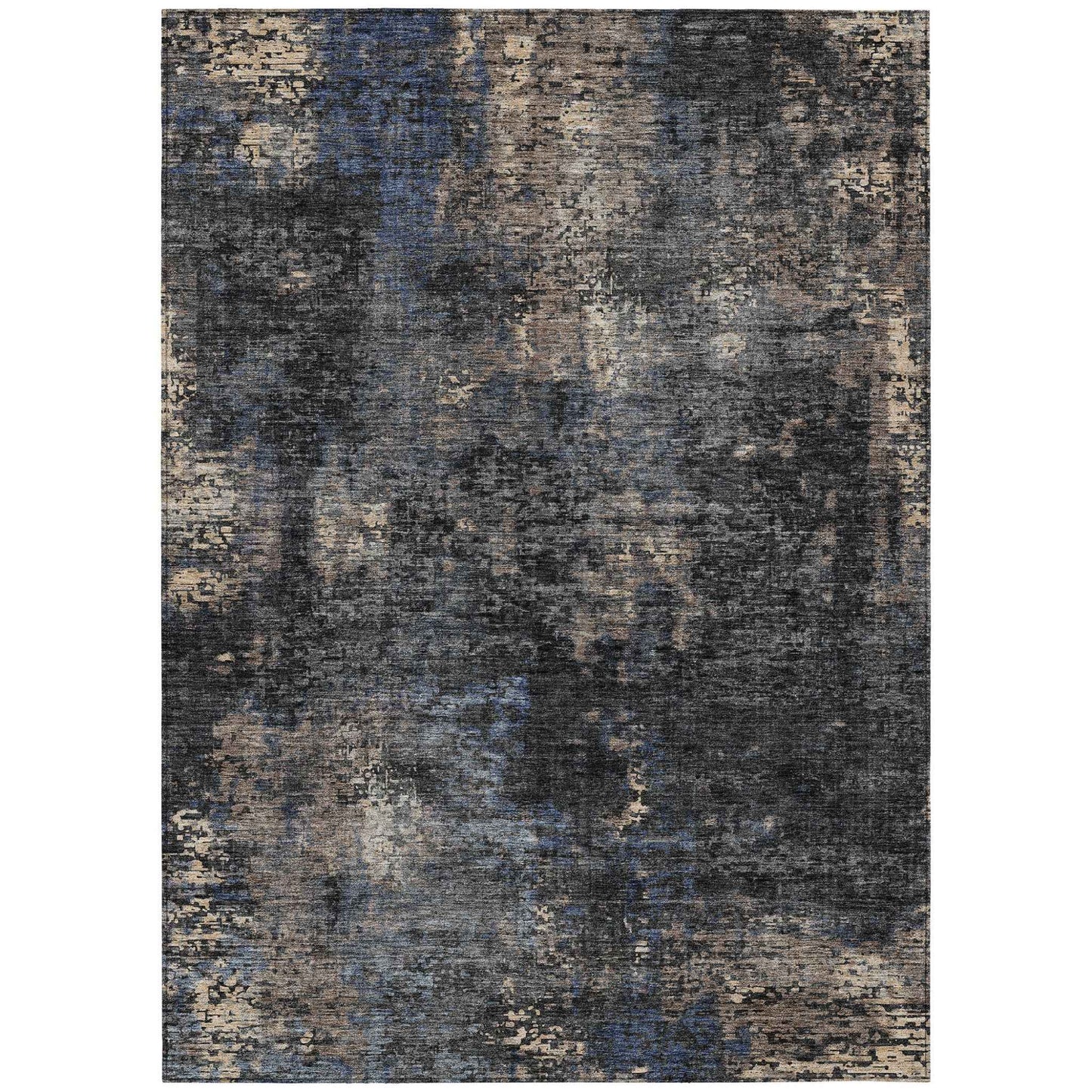 3' X 5' Charcoal Gray And Silver Abstract Washable Indoor Outdoor Area Rug