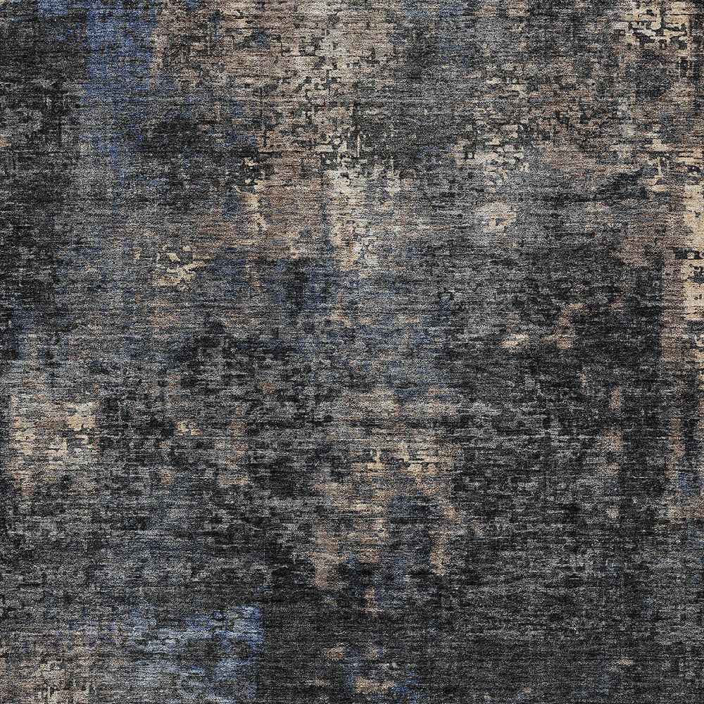 3' X 5' Charcoal Gray And Silver Abstract Washable Indoor Outdoor Area Rug