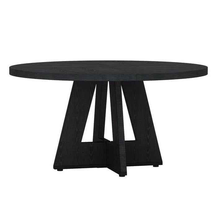 Modern Farmhouse 47-inch Round Kitchen Dining Table in Black Wood Finish