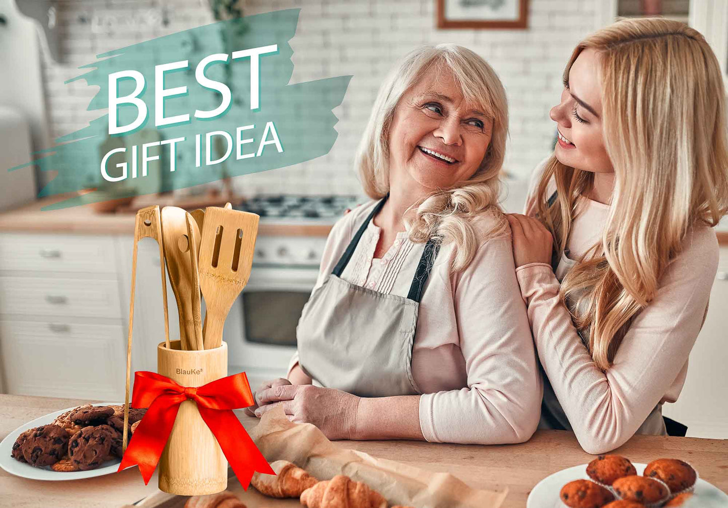 Bamboo Kitchen Utensils Set - Wooden Cooking Utensils 8-Pack - Zerramart