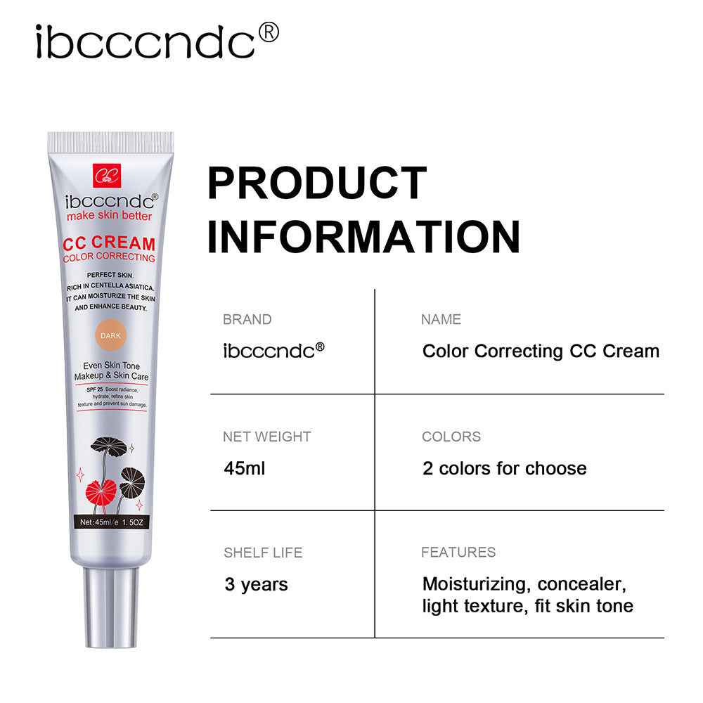 Hydrating CC Cream | Waterproof Anti-Sweat Makeup, Long-Lasting Concealer & Skin Correcting Formula - Smooth Radiant Finish