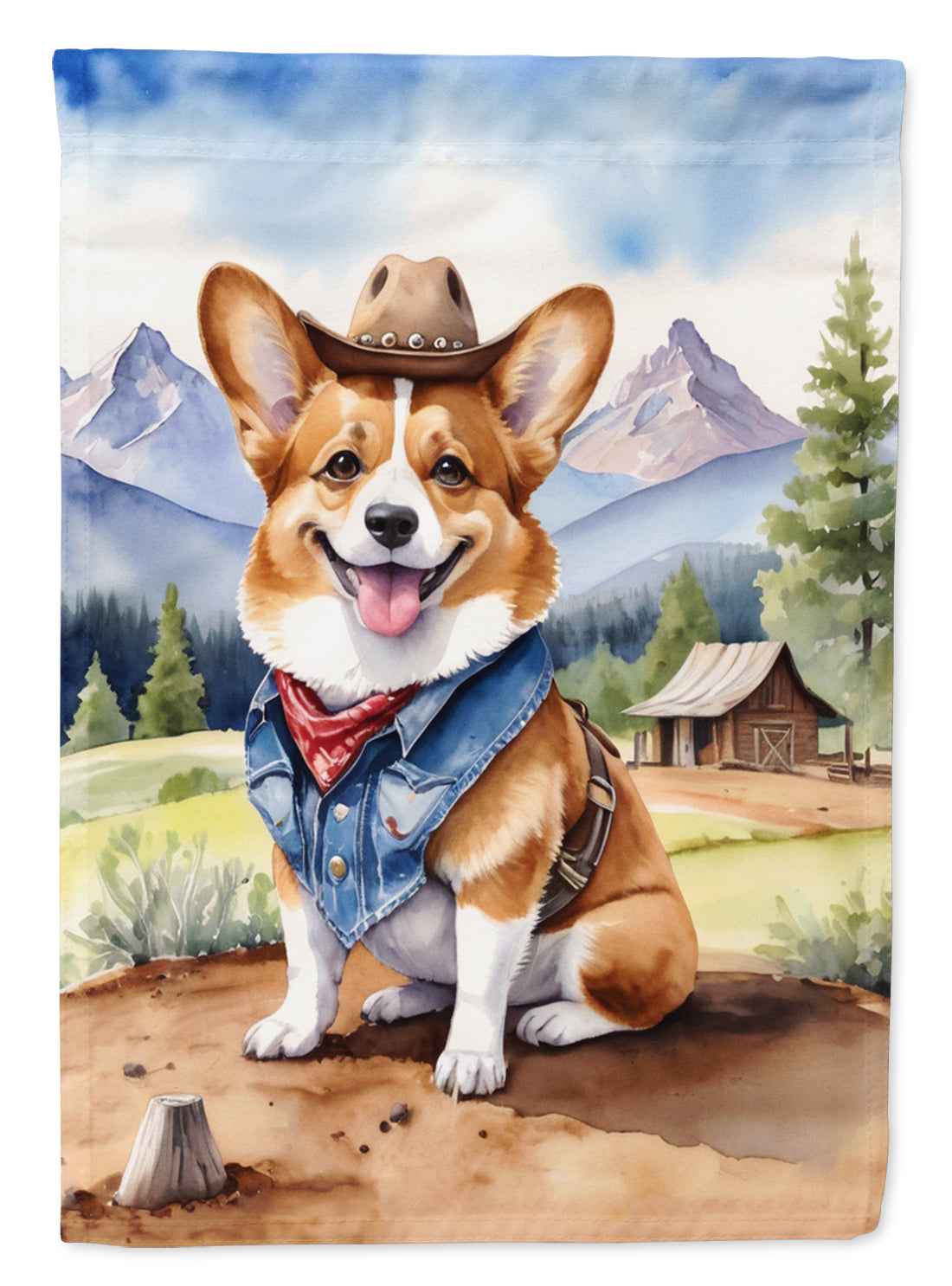 Corgi Cowboy Welcome House Flag