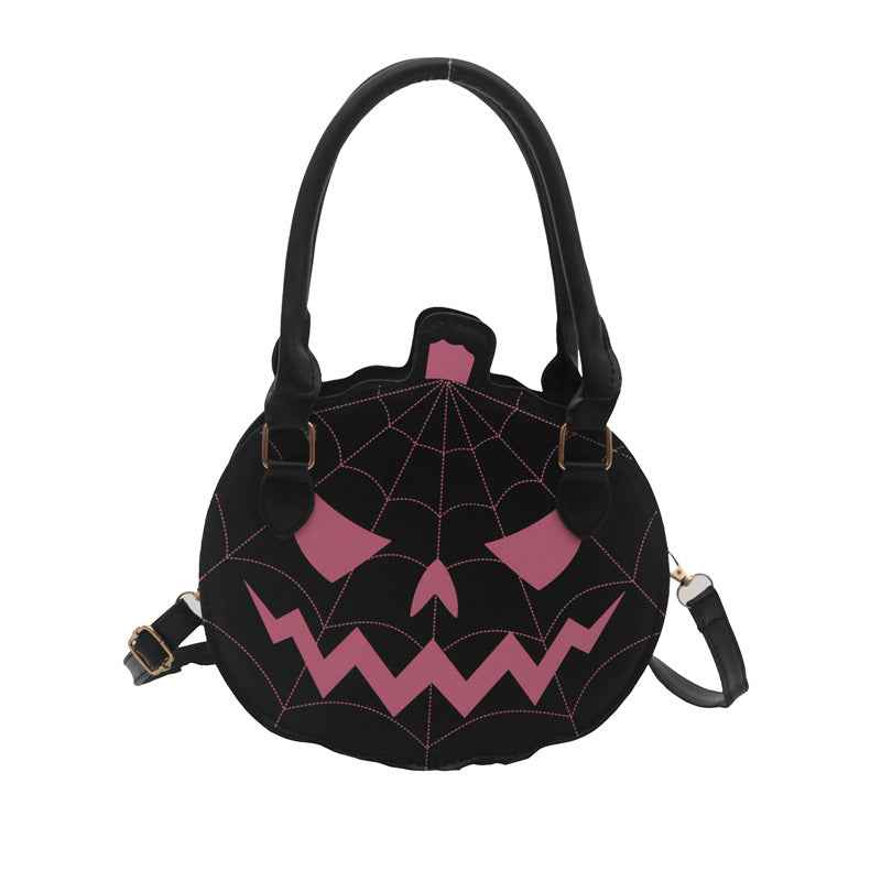 New Contrasting Color Women's Bag Simple Shoulder Small Round Bag Funny Pumpkin Bag Women's Bag