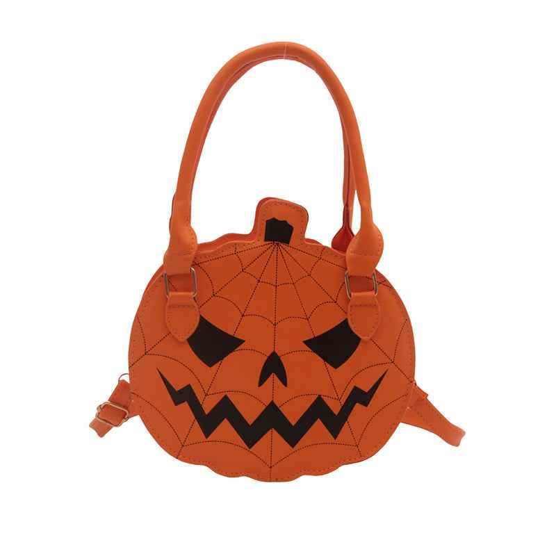 New Contrasting Color Women's Bag Simple Shoulder Small Round Bag Funny Pumpkin Bag Women's Bag