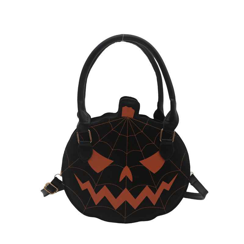 New Contrasting Color Women's Bag Simple Shoulder Small Round Bag Funny Pumpkin Bag Women's Bag