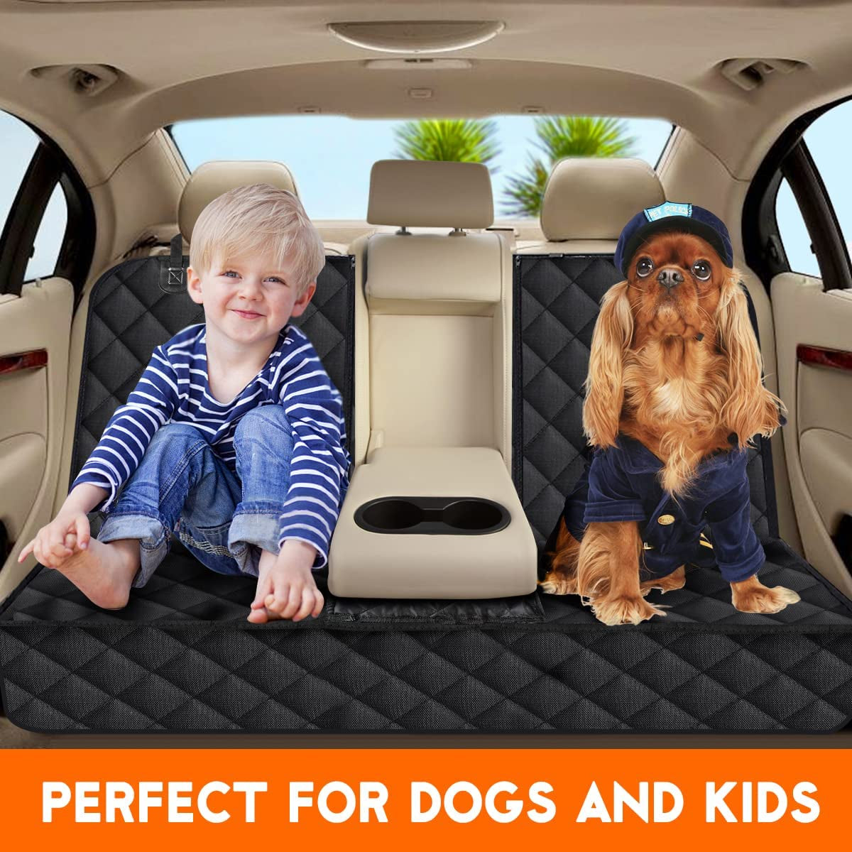 Back seat dog car protector with middle armrest coverage