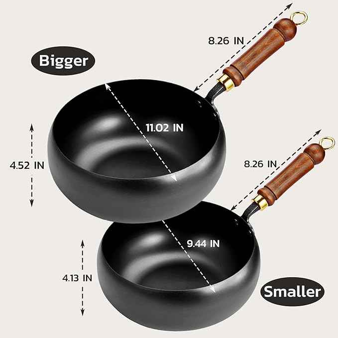 Handmade Large Iron Wok-Deep Flat Bottom Belly Pot,Non-Stick Uncoated Cooking Pan for Household Kitchen