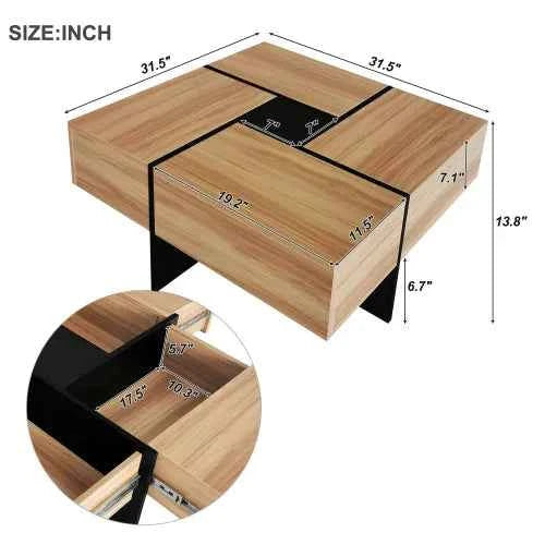 Unique Coffee Table with 4 Hidden Storage Compartments Modern Living Room Center Table with Smart Storage Design