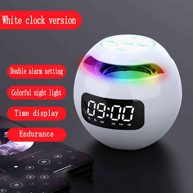Ball Clock Alarm Clock Bluetooth Speaker Mini Portable Subwoofer Stereo-Colorful Gift Ideas for Music Lovers