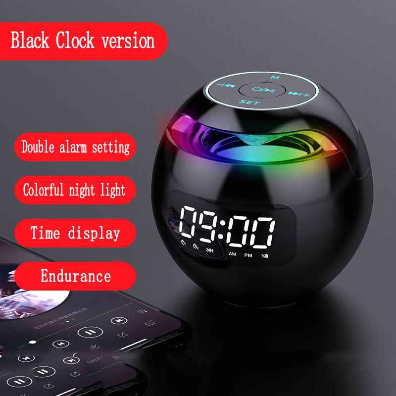 Ball Clock Alarm Clock Bluetooth Speaker Mini Portable Subwoofer Stereo-Colorful Gift Ideas for Music Lovers