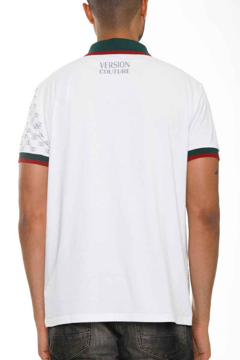 Italian Print Collared Polo Shirt