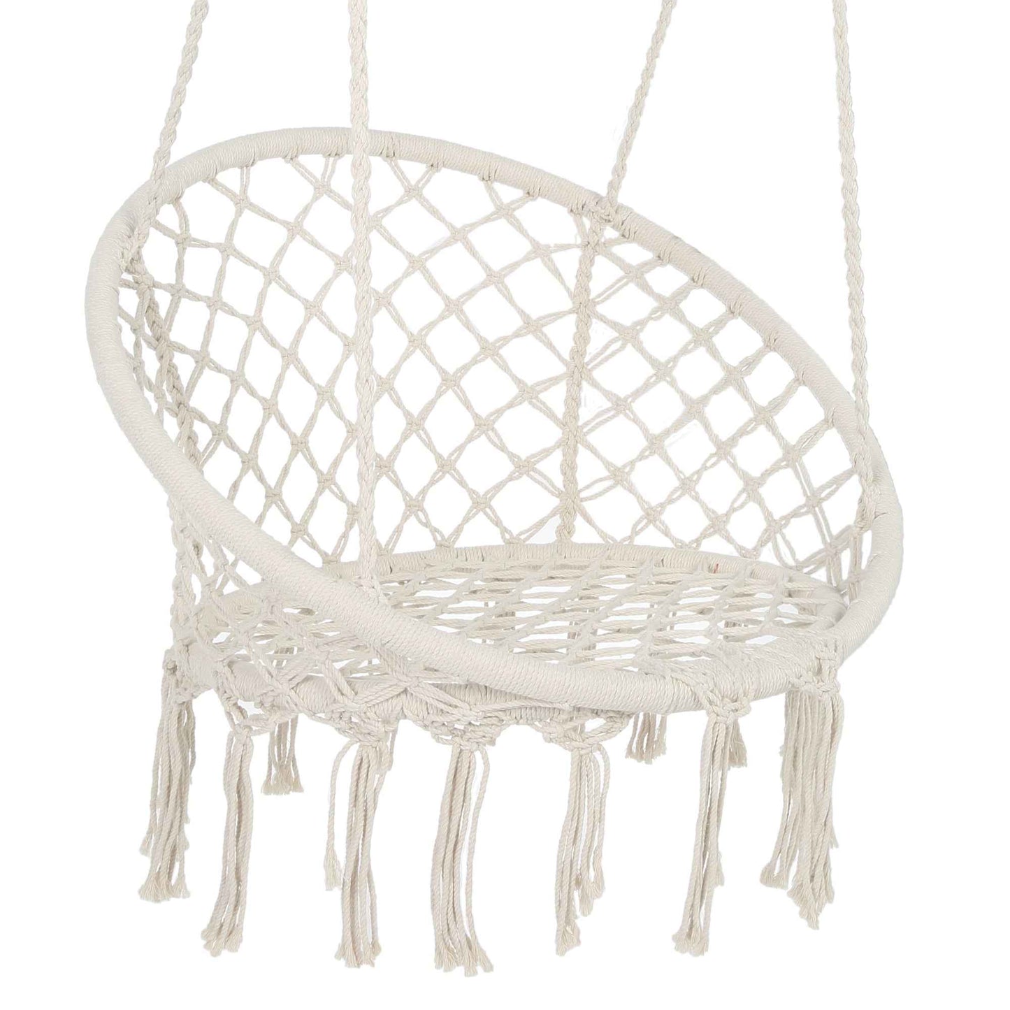 Macrame Hanging Hammock Chair, Cotton Rope Swing for Indoor and