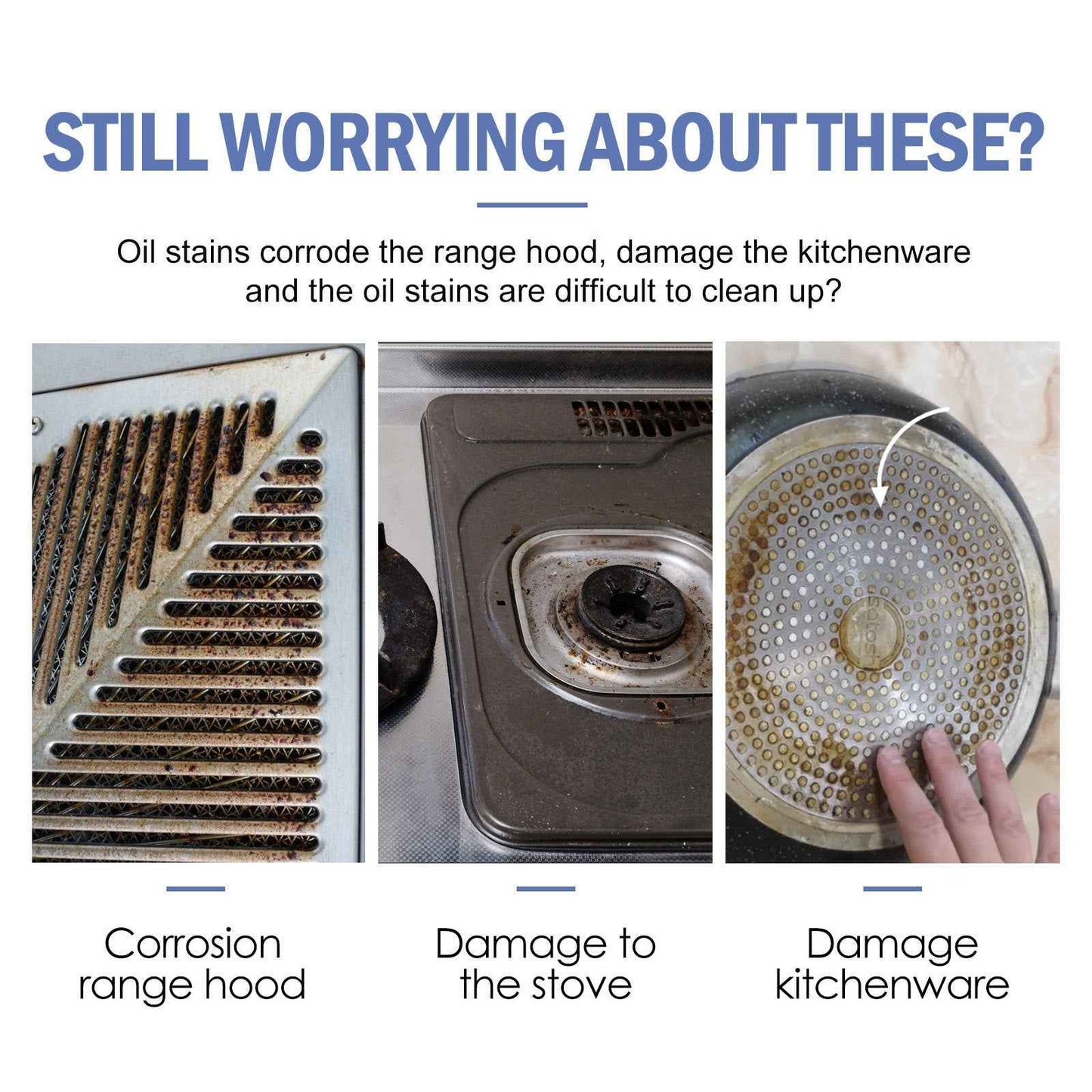 Multifunctional Kitchen Cleaning Powder,Heavy Oil Stain Remover, Rust Cleaner & Stove Range Hood Degreaser for Kitchenware