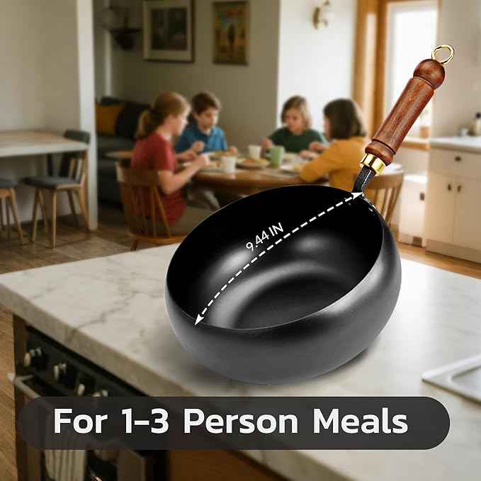 Handmade Large Iron Wok-Deep Flat Bottom Belly Pot,Non-Stick Uncoated Cooking Pan for Household Kitchen