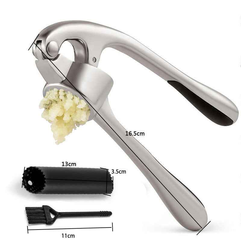 Manual Garlic Press & Peeler Set Heavy-Duty Zinc Alloy, Nickel-Plated Stainless Steel Garlic Crusher for Easy Kitchen Use