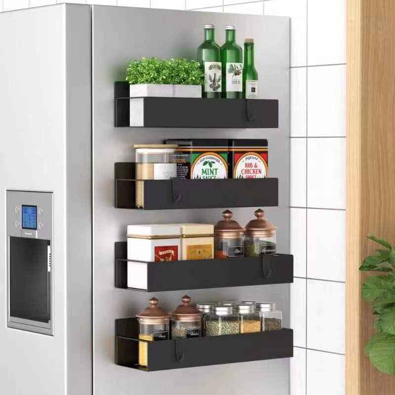 Magnetic Absorption Storage Rack, Multi-Functional Side Rack with Hooks for Kitchen, Refrigerator & Washing Machine Organization
