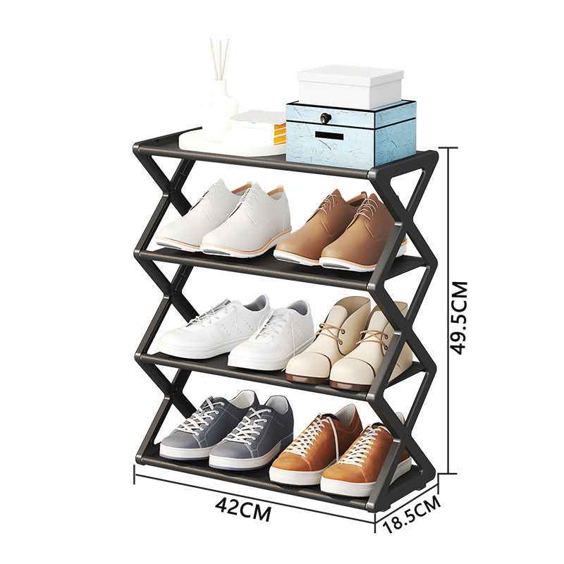 Creative X-Type Dustproof Shoe Rack Steel Tube Shoe Organizer Easy Assembly, Durable & Space-Saving Storage