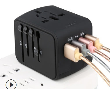 Multi-outlet power socket with USB charging capabilities and surge protection