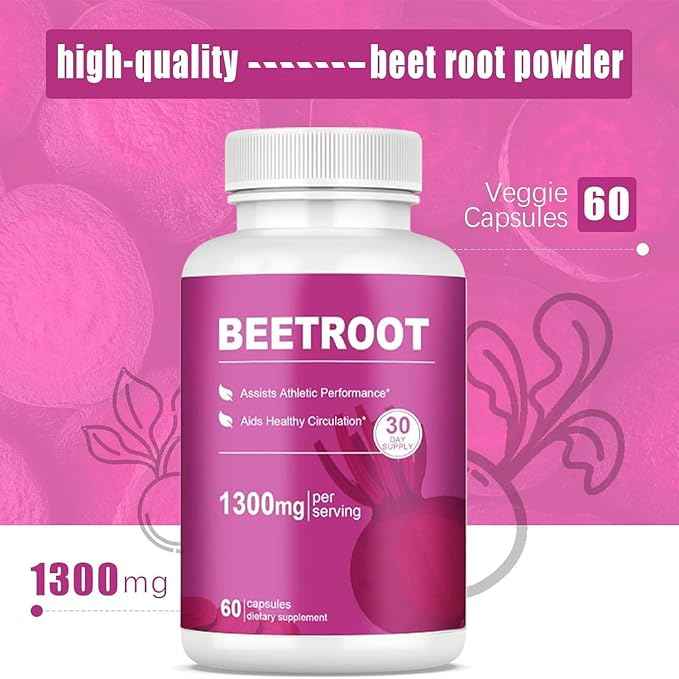 Beetroot Capsules Natural Red Beetroot Powder Supplement for Energy, Stamina & Heart Health