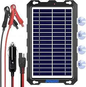 POWOXI 7.5W Solar Battery Trickle Charger Maintainer 12V , Portable Waterproof Solar Panel Kit for Car, Boat, RV & Motorcycle