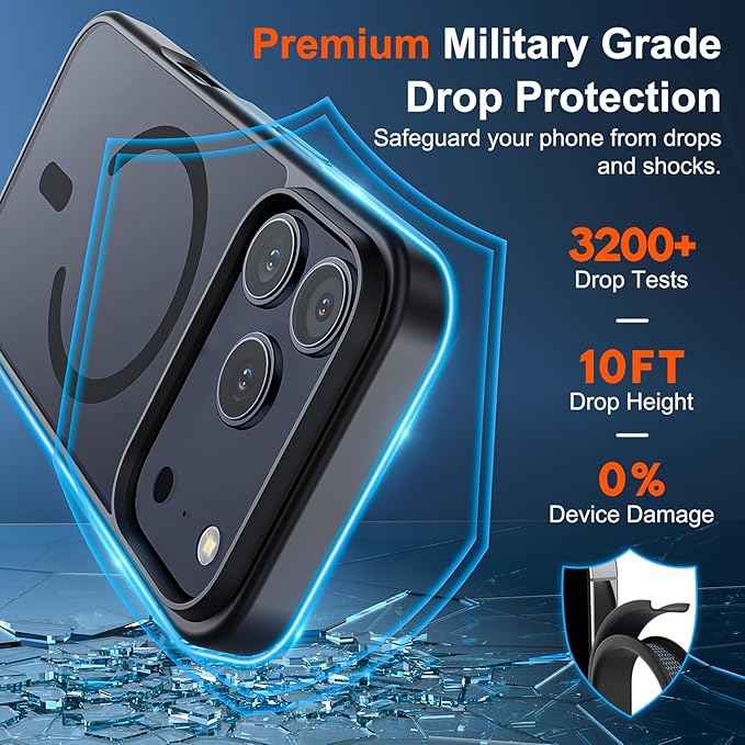 SUPFINE Magnetic Case for iPhone 17 Pro, Magsafe Compatible Shockproof Clear Slim Cover