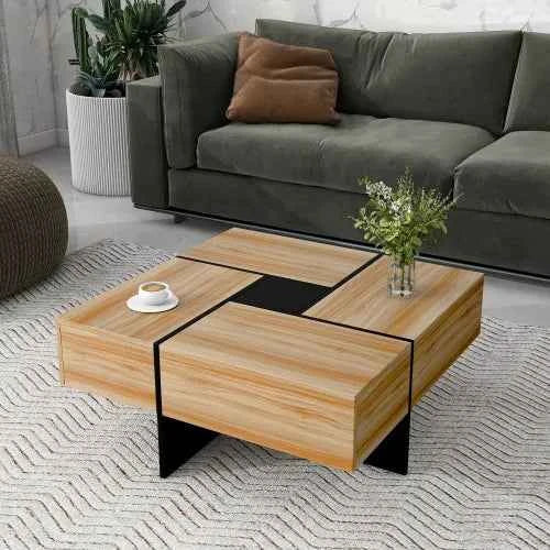 Unique Coffee Table with 4 Hidden Storage Compartments Modern Living Room Center Table with Smart Storage Design