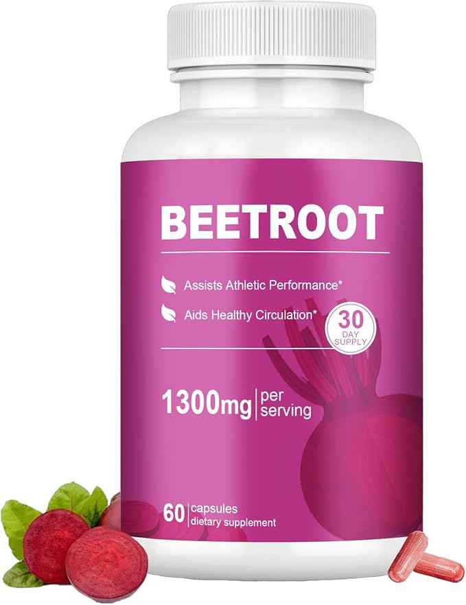 Beetroot Capsules Natural Red Beetroot Powder Supplement for Energy, Stamina & Heart Health