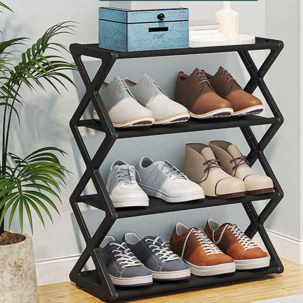 Creative X-Type Dustproof Shoe Rack Steel Tube Shoe Organizer Easy Assembly, Durable & Space-Saving Storage