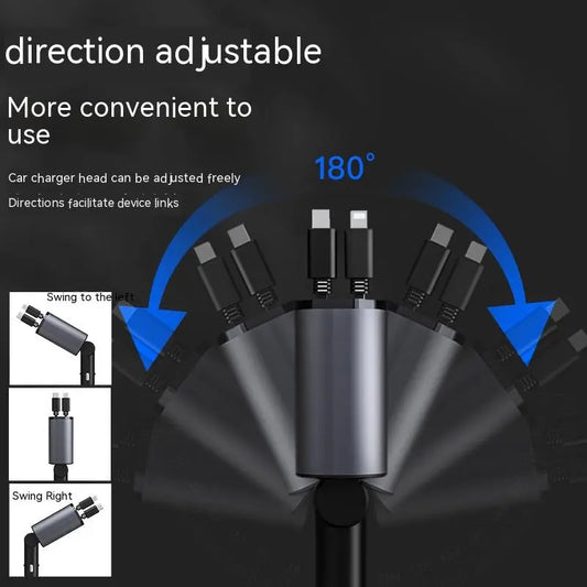 100W Metal Car Charger with USB and TYPE-C Adapter for fast charging"