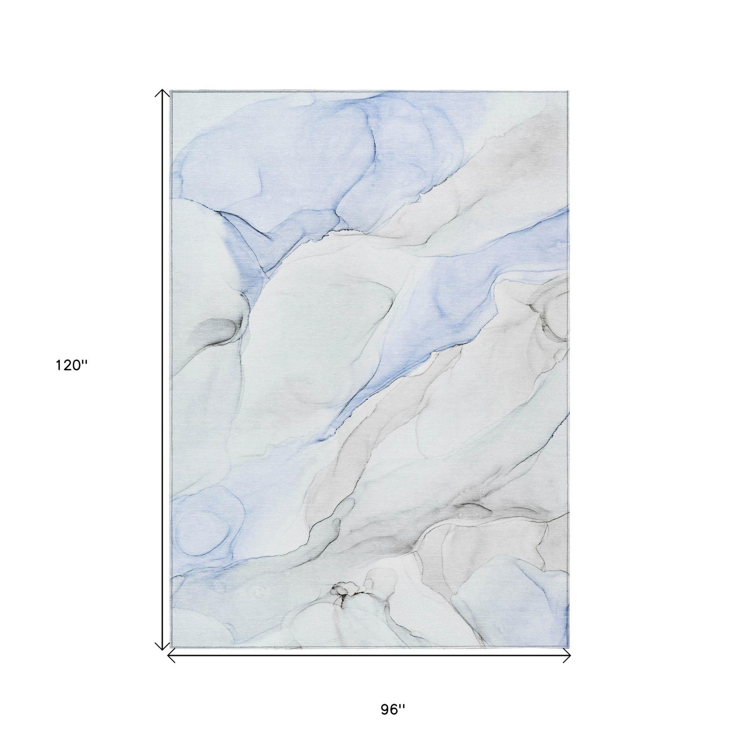 8' X 10' Ivory Blue and Gray Abstract Washable Non Skid Indoor Outdoor Area Rug