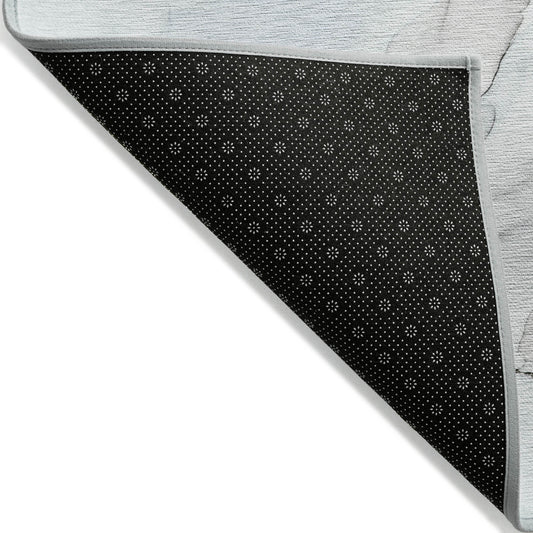 8' X 10' Ivory Blue and Gray Abstract Washable Non Skid Indoor Outdoor Area Rug