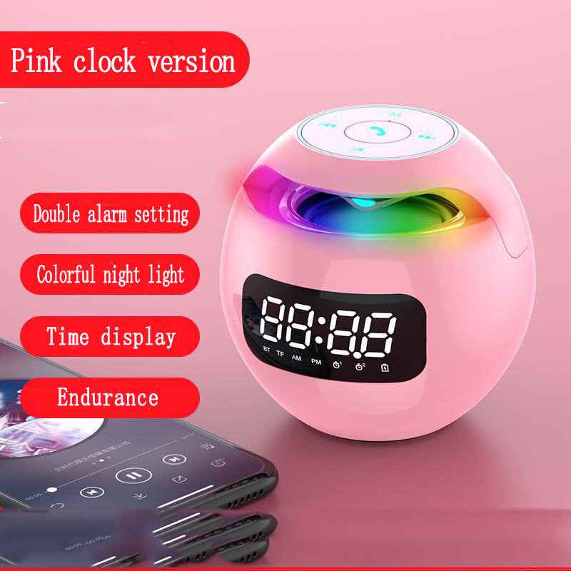 Ball Clock Alarm Clock Bluetooth Speaker Mini Portable Subwoofer Stereo-Colorful Gift Ideas for Music Lovers