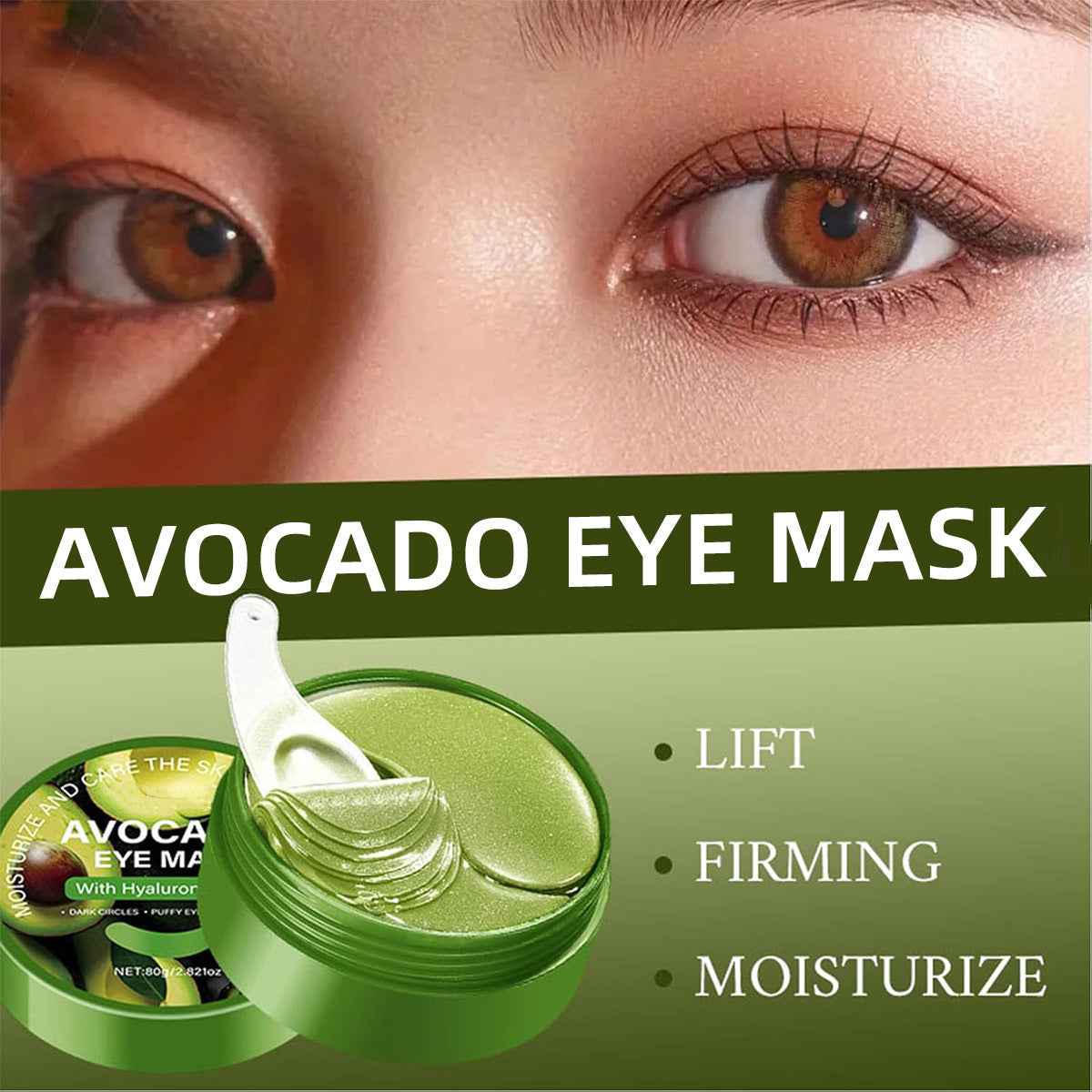 Cross-Border Popular Avocado Eye Mask-Moisturizing, Lightens Wrinkles & Nourishes for Smooth, Tender Skin